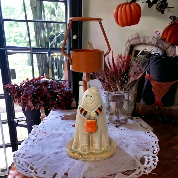 Yankee Candle Ghost Candle Holder Halloween Ceramic Ronnie Walter NO SHADE Vtg - Picture 14 of 16
